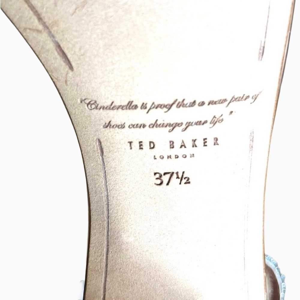 Ted Baker Bowdalo Silver Glitter Heels Black Velvet Bow Ankle Strap EU 37.5 US 7 - Picture 12 of 12